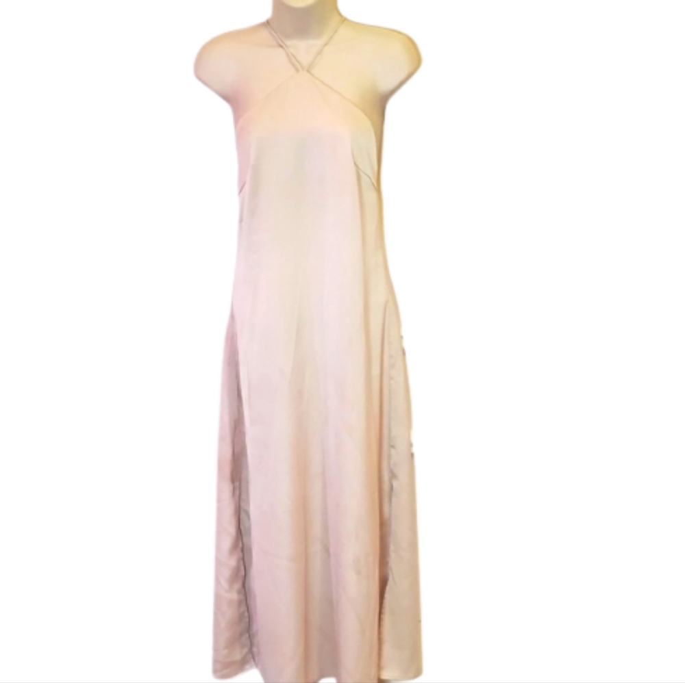 Nasty Gal At Ease Satin Halter Midi Slip Dress, Ivory Cream, Size US 2, NWT